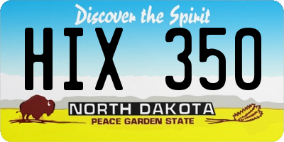 ND license plate HIX350