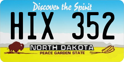 ND license plate HIX352