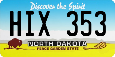 ND license plate HIX353