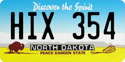 ND license plate HIX354