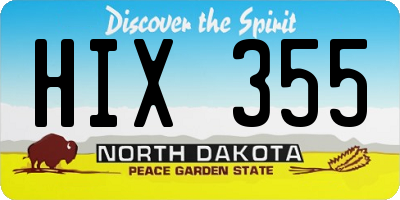 ND license plate HIX355