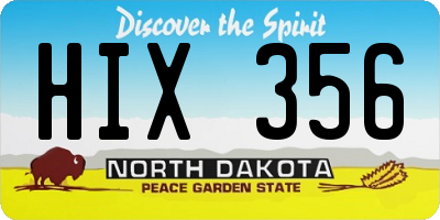 ND license plate HIX356