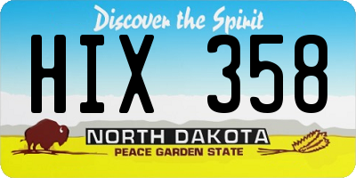 ND license plate HIX358