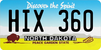 ND license plate HIX360