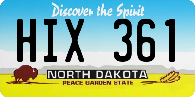 ND license plate HIX361