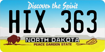 ND license plate HIX363