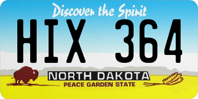 ND license plate HIX364