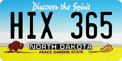 ND license plate HIX365