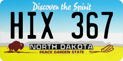 ND license plate HIX367