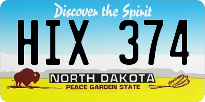 ND license plate HIX374