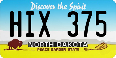 ND license plate HIX375