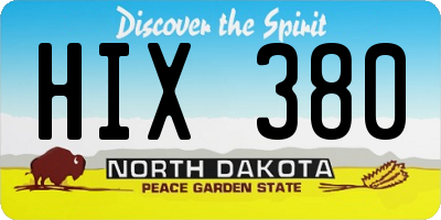 ND license plate HIX380