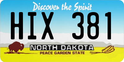 ND license plate HIX381