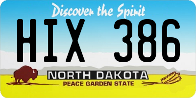 ND license plate HIX386