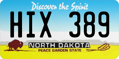 ND license plate HIX389