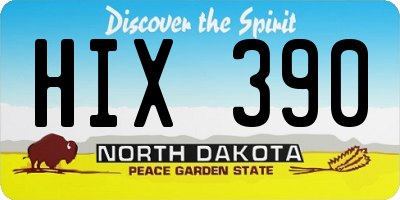 ND license plate HIX390