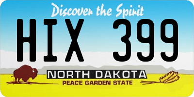 ND license plate HIX399