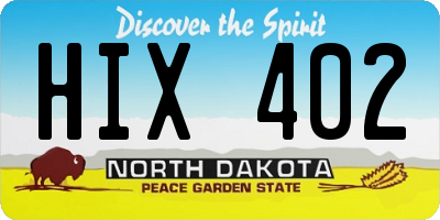 ND license plate HIX402