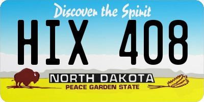 ND license plate HIX408