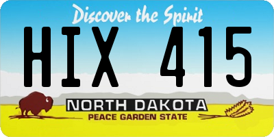 ND license plate HIX415