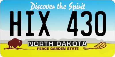 ND license plate HIX430