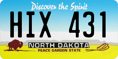 ND license plate HIX431