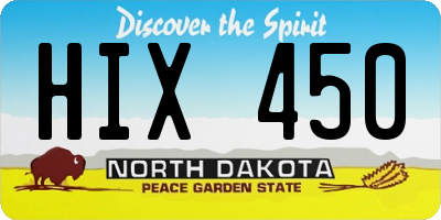 ND license plate HIX450