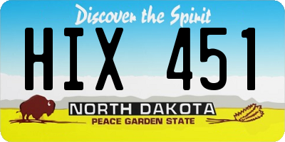 ND license plate HIX451