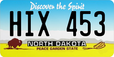 ND license plate HIX453