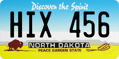 ND license plate HIX456