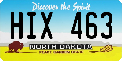 ND license plate HIX463