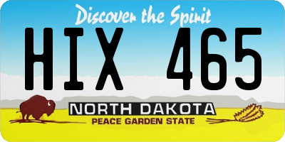 ND license plate HIX465