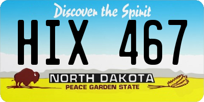 ND license plate HIX467