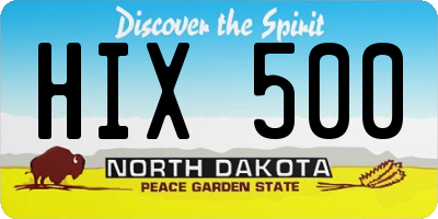 ND license plate HIX500