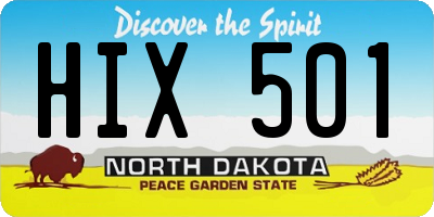 ND license plate HIX501