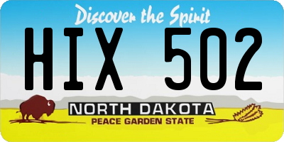 ND license plate HIX502