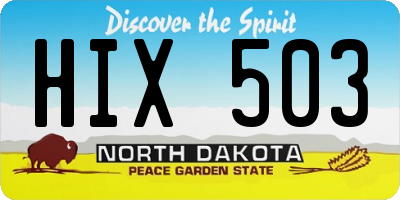 ND license plate HIX503