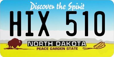 ND license plate HIX510