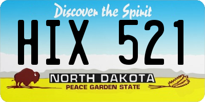 ND license plate HIX521