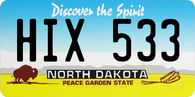 ND license plate HIX533