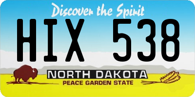 ND license plate HIX538