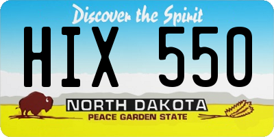 ND license plate HIX550