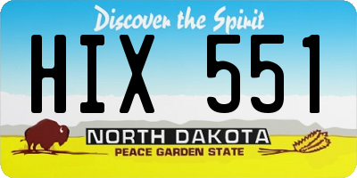 ND license plate HIX551