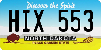 ND license plate HIX553