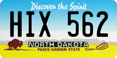 ND license plate HIX562