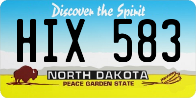 ND license plate HIX583