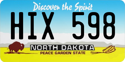 ND license plate HIX598