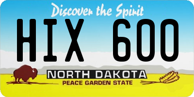 ND license plate HIX600