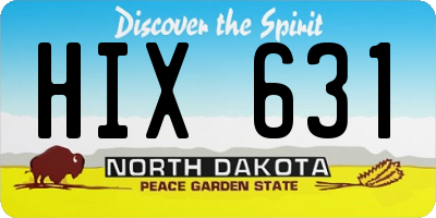ND license plate HIX631