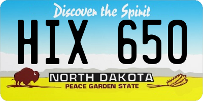 ND license plate HIX650